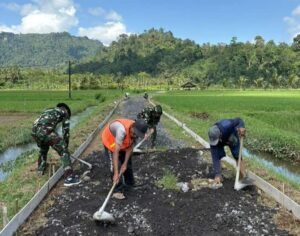 TMMD Kodim 0818: Dukung Ketahanan Pangan Lewat Pengecoran Jalan Petani ke Sawah