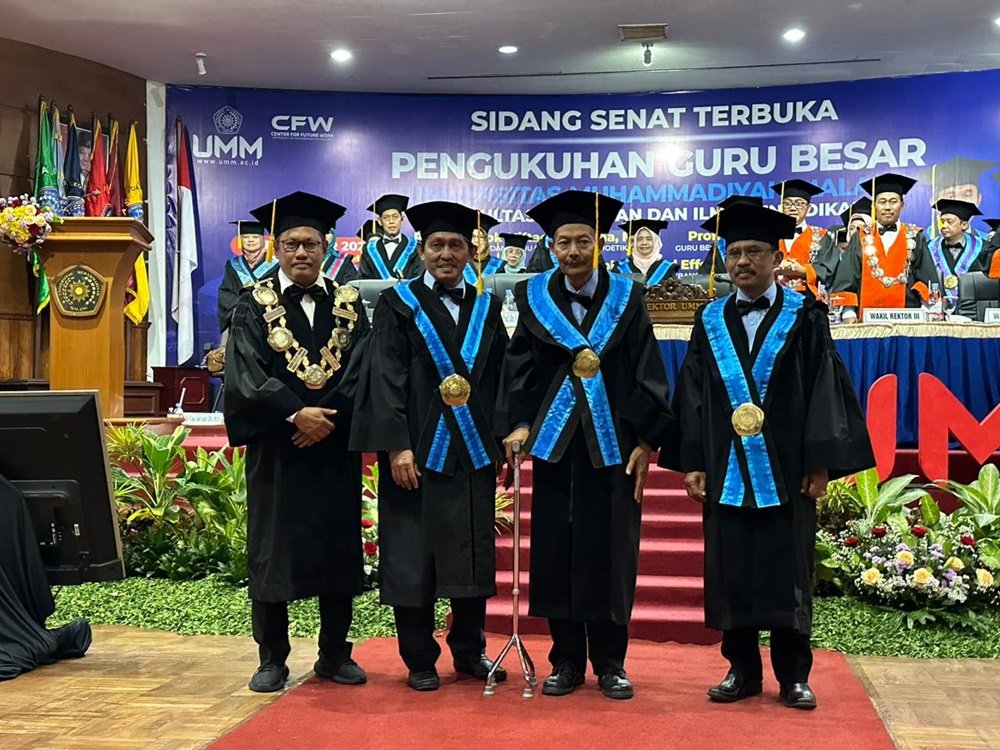 UMM Mengukuhkan Tiga Guru Besar, Tawarkan Terobosan Pendidikan, Lingkungan, dan Kurikulum Masa Depan