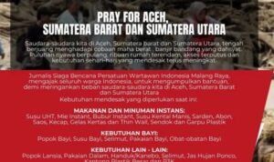 Donasi PWI Jurnalis Siaga Bencana PWI Malang Raya Buka Donasi untuk Korban Bencana di Aceh, Sumbar dan Sumut
