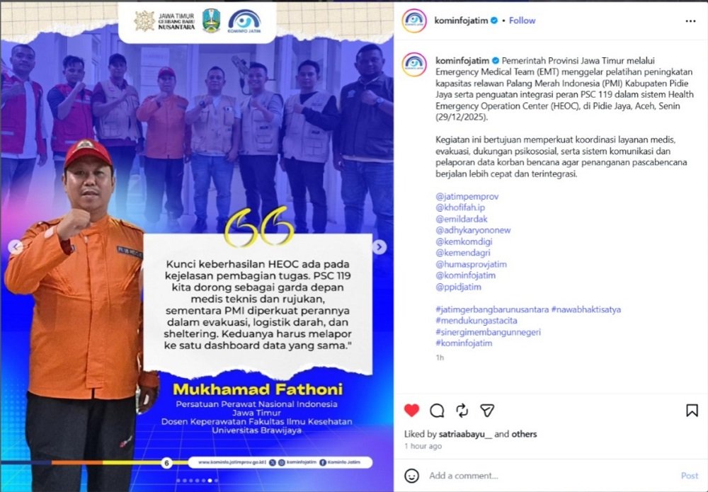 EMT Jawa Timur Benahi Sistem Tanggap Darurat Pascabanjir Pidie Jaya