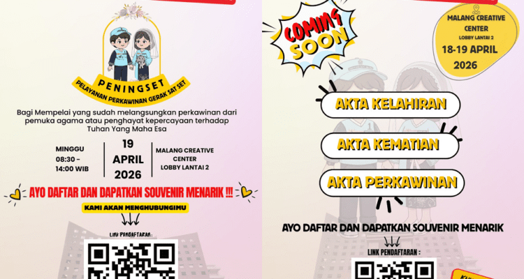 Desain tanpa judul Disdukcapil Kota Malang Gelar Event #GISA, Hadirkan Layanan “Peningset” untuk Permudah Pencatatan Perkawinan