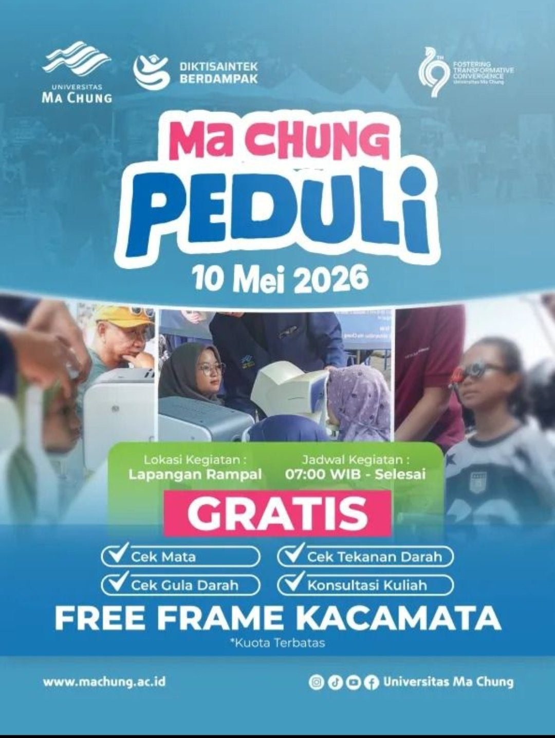 Universitas Ma Chung Gelar Cek Kesehatan Gratis di Lapangan Rampal 10 Mei 2026