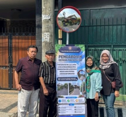 Tekan Risiko Kecelakaan, Polinema Hadirkan Rambu Lensa Cembung di Permukiman Lowokwaru.