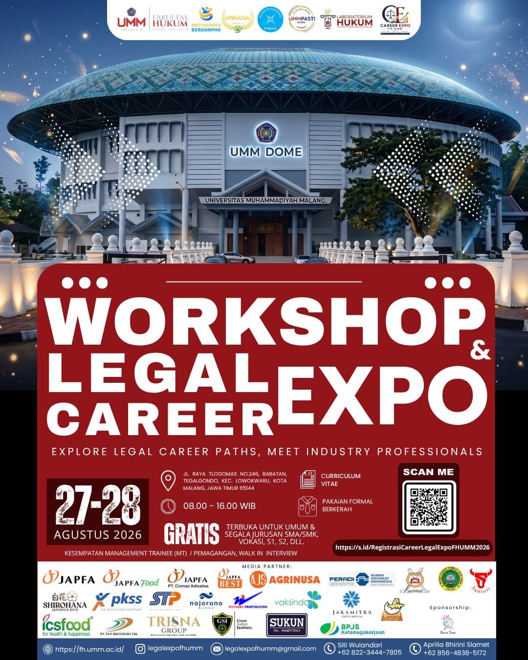 FH UMM Legal Career Expo 2026 Jadi Jembatan Talenta Muda Menuju Dunia Kerja