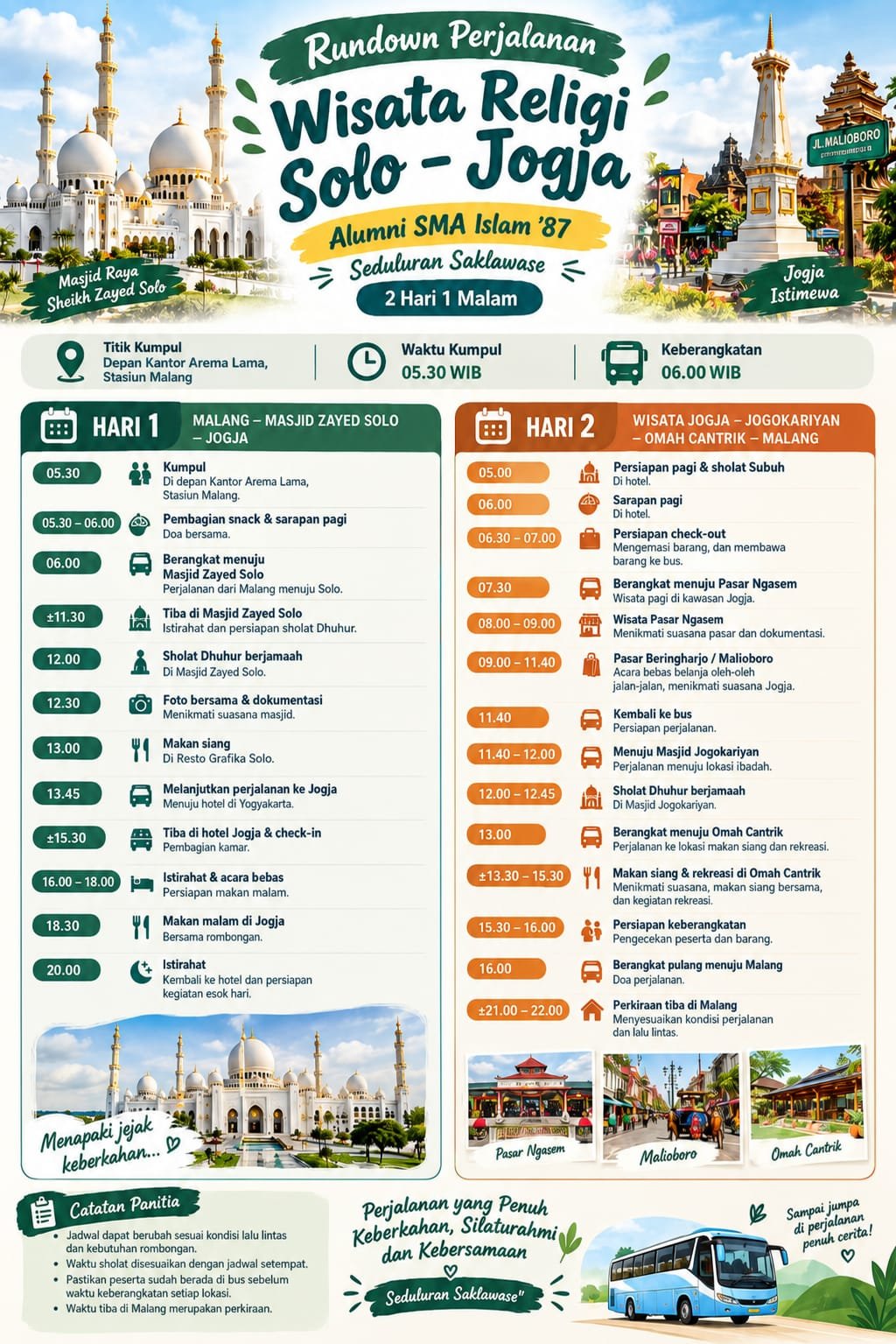 Alumni SMA Islam ’87 Gelar Wisata Religi ke Solo dan Yogyakarta pada 20–21 Oktober
