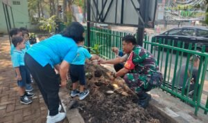 Belajar Cinta Lingkungan, Siswa TK Kristen Calvin Tanam Bibit Pohon di Makoramil Klojen