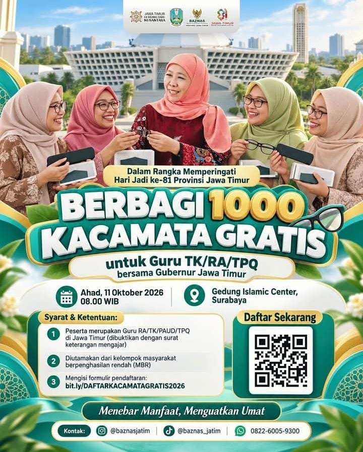 Lia Istifhama Apresiasi Jatim Beri 1.000 Kacamata Gratis untuk Guru TK, RA dan TPQ