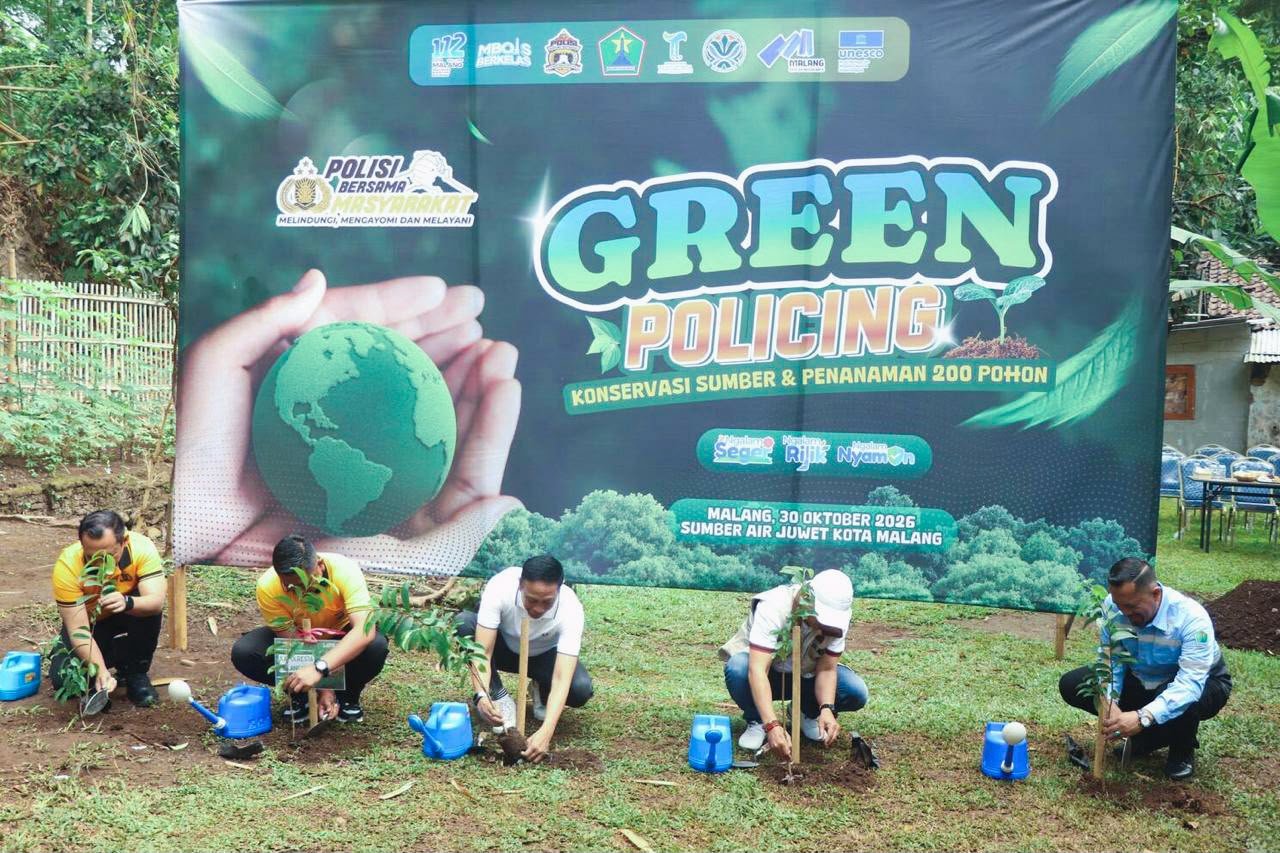Rawat Sumber Air, Polresta Malang Kota dan Tugu Tirta Tanam 200 Pohon